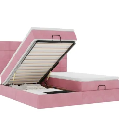 vidaXL Ottoman bed met matrassen 200x200cm fluweel roze
