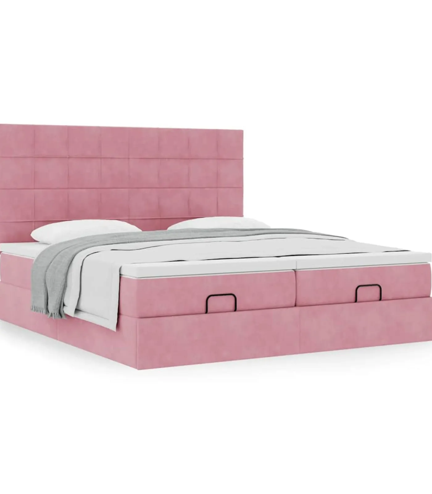 vidaXL Ottoman bed met matrassen 200x200cm fluweel roze