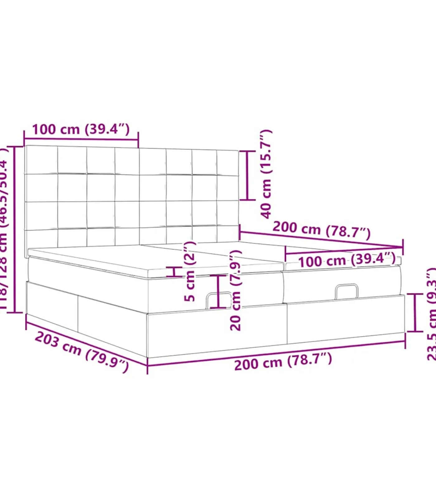 vidaXL Ottoman bed met matrassen 200x200cm fluweel roze