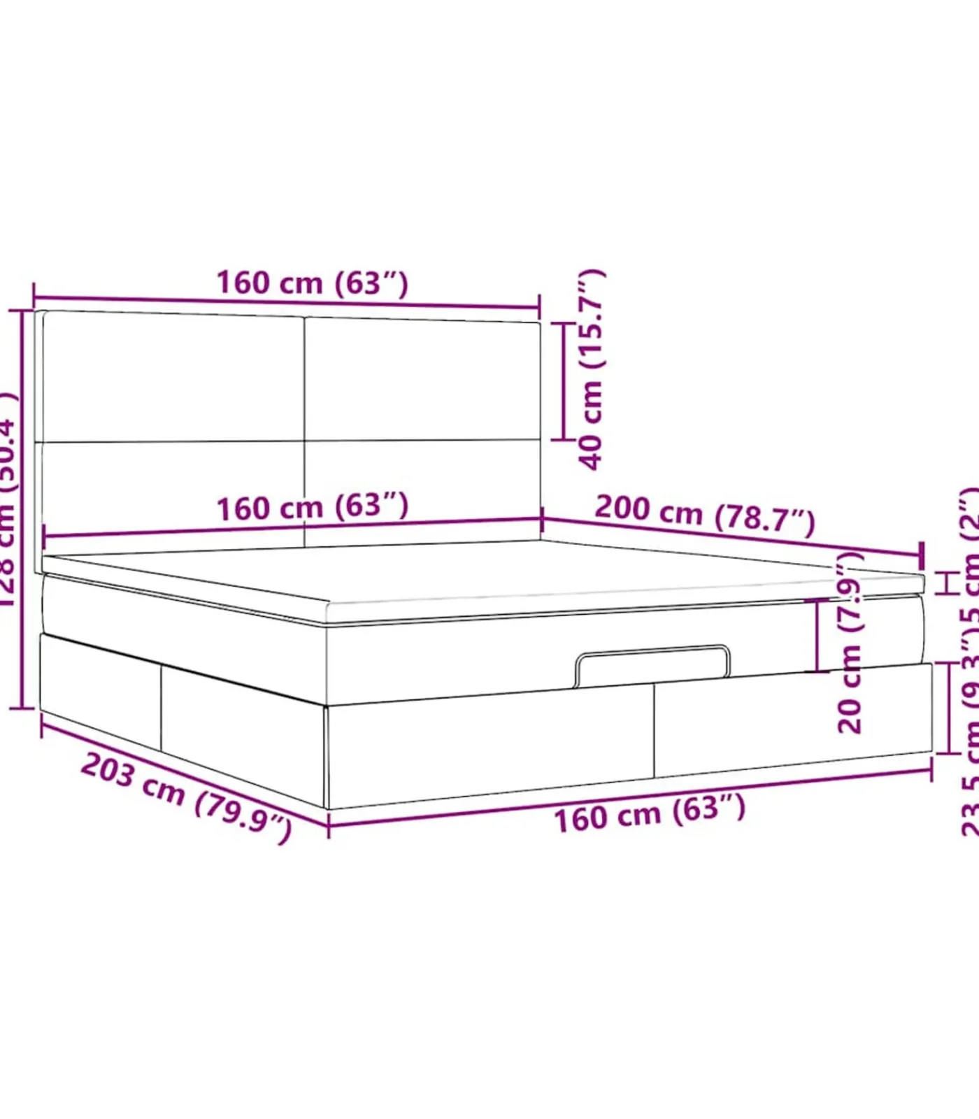 Hot Ottoman bed met matrassen 160x200cm fluweel donkerblauw Bedden