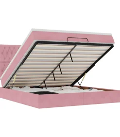 vidaXL Ottoman bed met matrassen 200x200cm fluweel roze