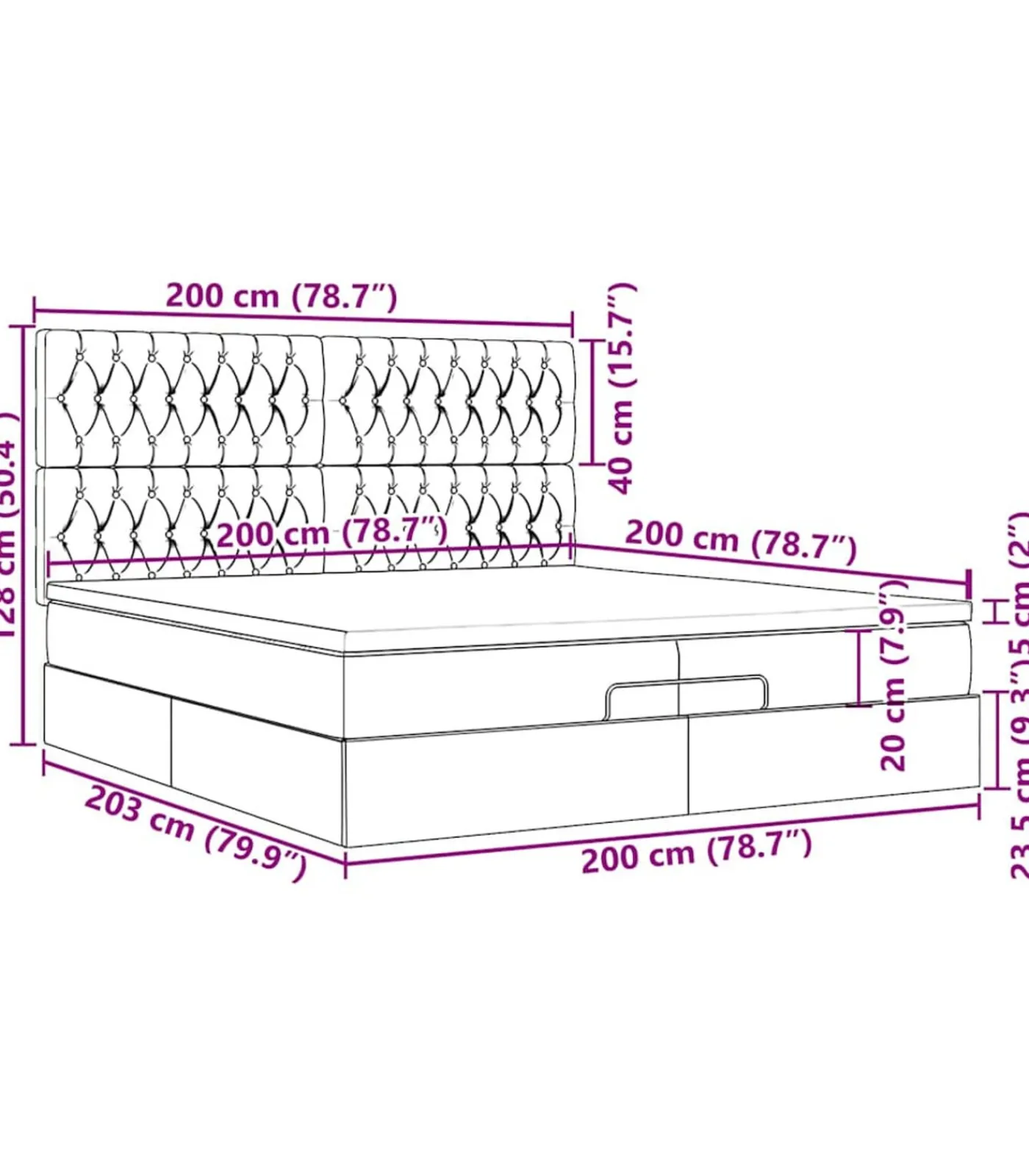 vidaXL Ottoman bed met matrassen 200x200cm fluweel roze