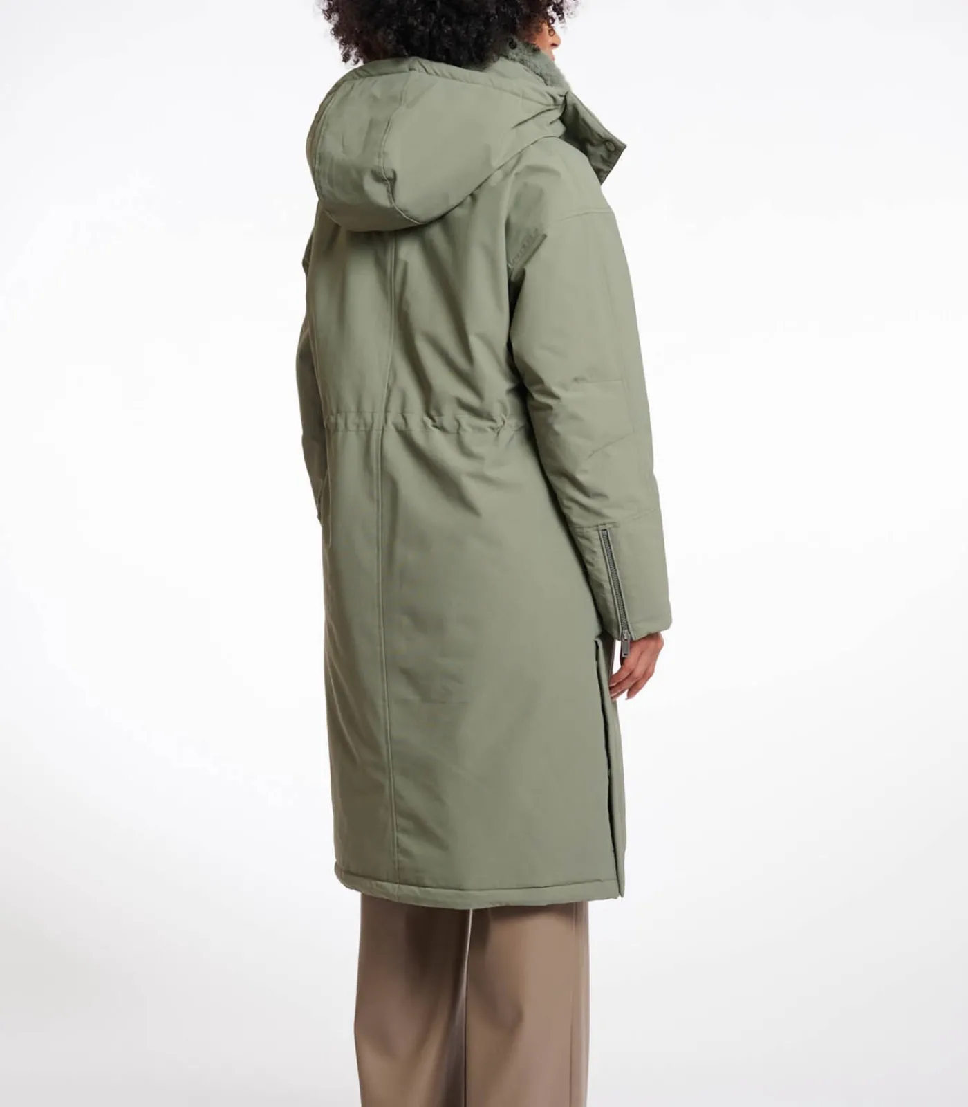 DAMES Rino&Pelle Outdoorjas met afneembare imitatiebontkraag Groen essen 42