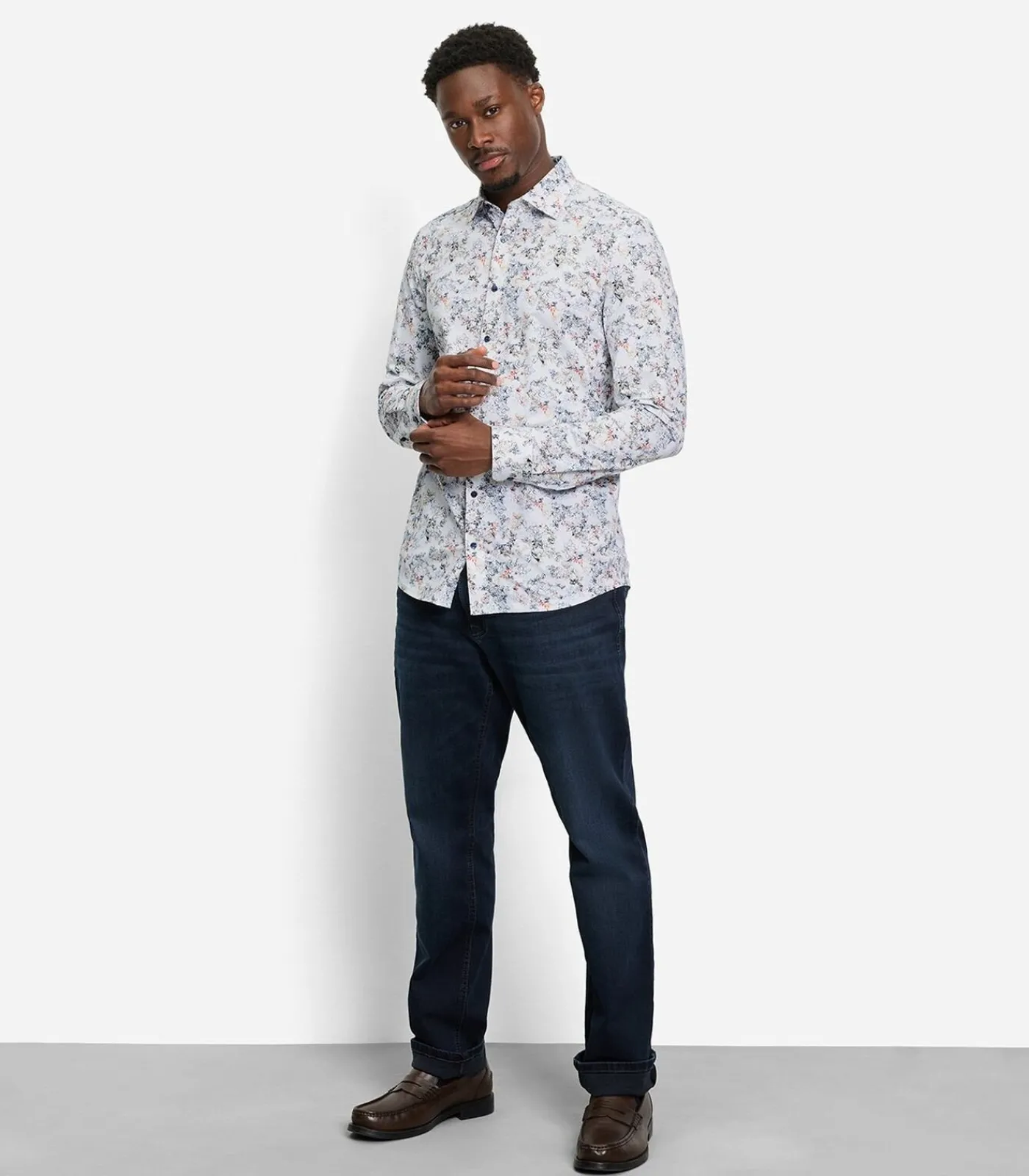 Heren OLYMP Overhemd Jersey Shirt Level 5 Design Wit