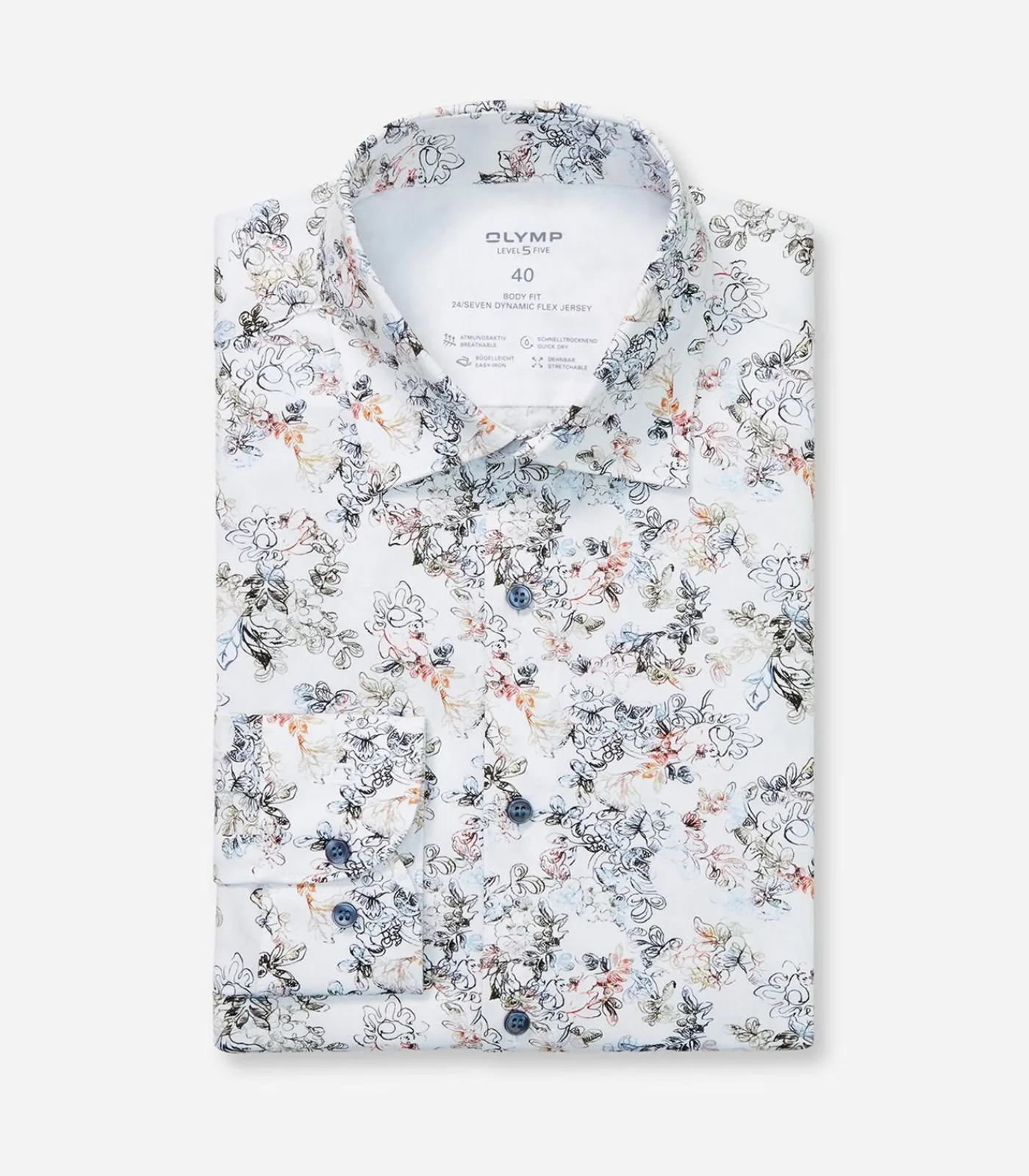 Heren OLYMP Overhemd Jersey Shirt Level 5 Design Wit