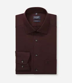 Heren OLYMP Overhemd Luxor Modern Fit Bordeaux