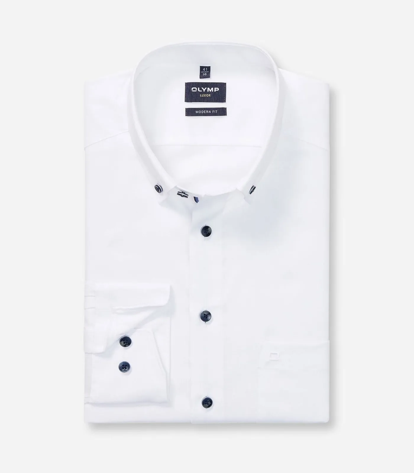 Heren OLYMP Overhemd Luxor Modern Fit Button Down Wit