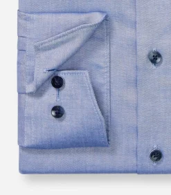 Heren OLYMP Overhemd Luxor Modern Fit Button Down Mid-Blauw