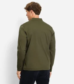 Heren OLYMP Overhemd Zip Pullover Olijfgroen