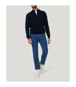 Best Overhemd Zip-Pullover Donkerblauw Heren Truien & Cardigans