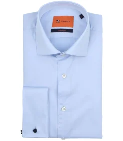 Heren Suitable Overhemd Dubbelmanchet Blauw