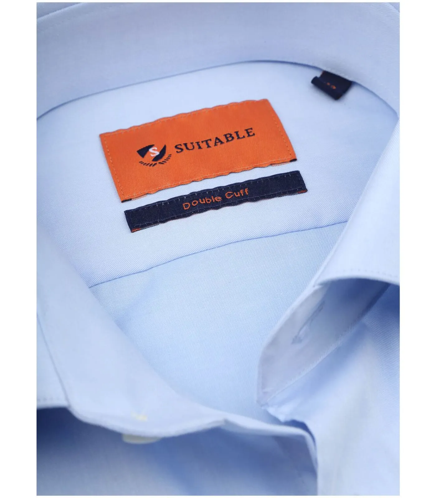 Heren Suitable Overhemd Dubbelmanchet Blauw