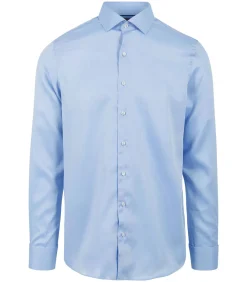 Heren Suitable Overhemd Dubbelmanchet Blauw