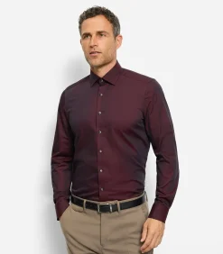 Heren OLYMP Overhemd Level 5 Stretch Bordeaux
