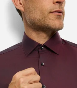 Heren OLYMP Overhemd Level 5 Stretch Bordeaux