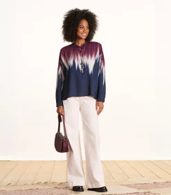 DAMES La Fée Maraboutée Oversized bicolor top met tie & dye print