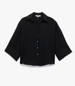 Sale Oversized Blouse Zwart 3/4 Mouwen DAMES Overhemden & Blouses