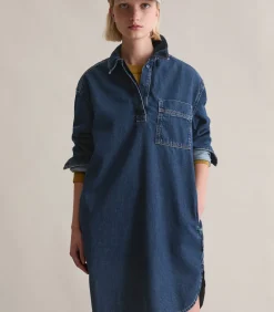 Oversized denim polojurk DAMES Jurken