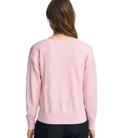 DAMES Polo Club Pack van twee damestruien van wolmix in zwart en gemêleerd roze met V-hals en geborduurd Rigby Go-logo