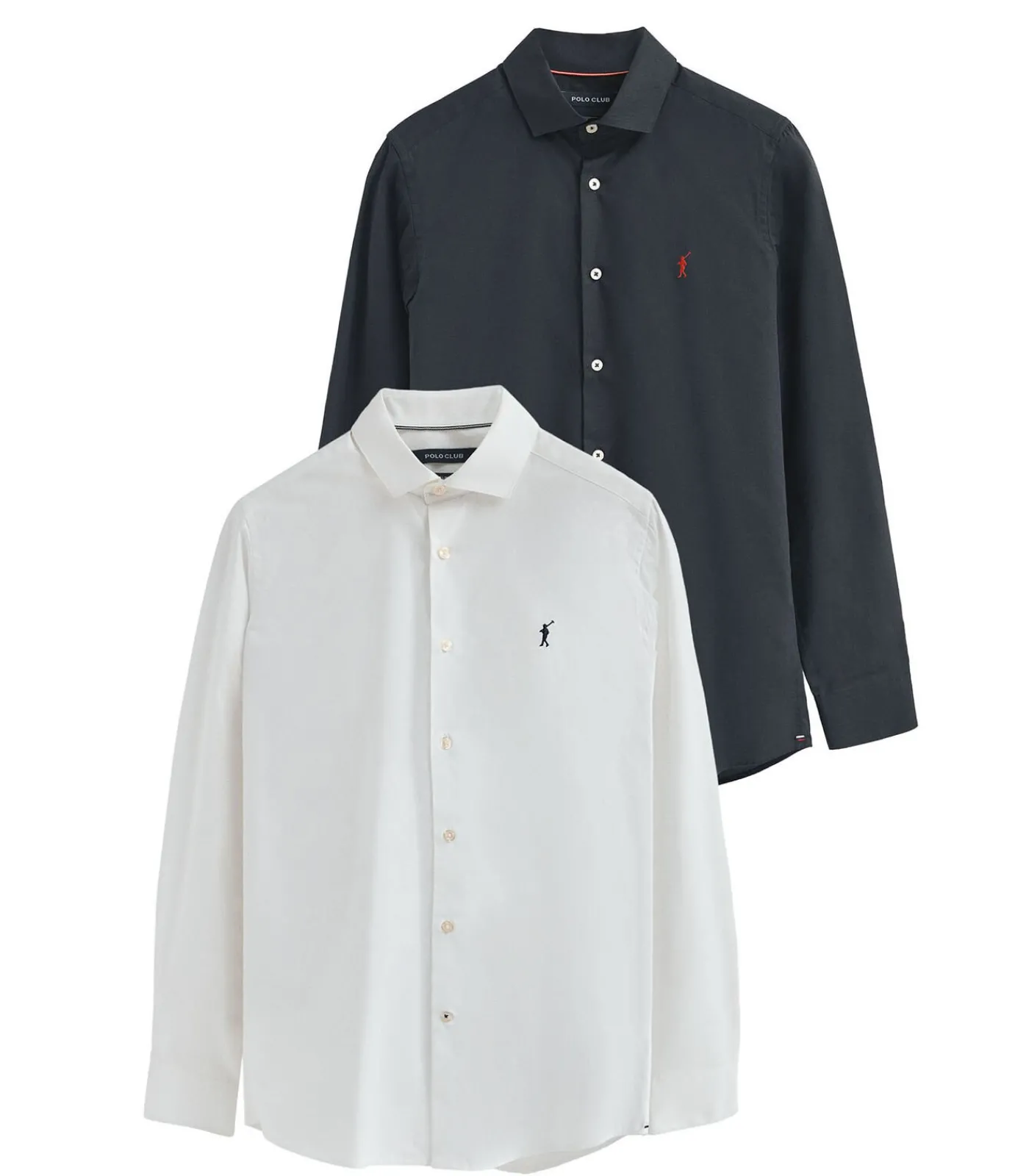 Online Pack van twee herenhemden van poplin katoen in wit en marineblauw met slim fit en Rigby Go-logo Heren Hemden