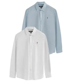 Outlet Pack van twee herenhemden in hemelblauw en wit met relaxed fit en Rigby Go-logo Heren Hemden