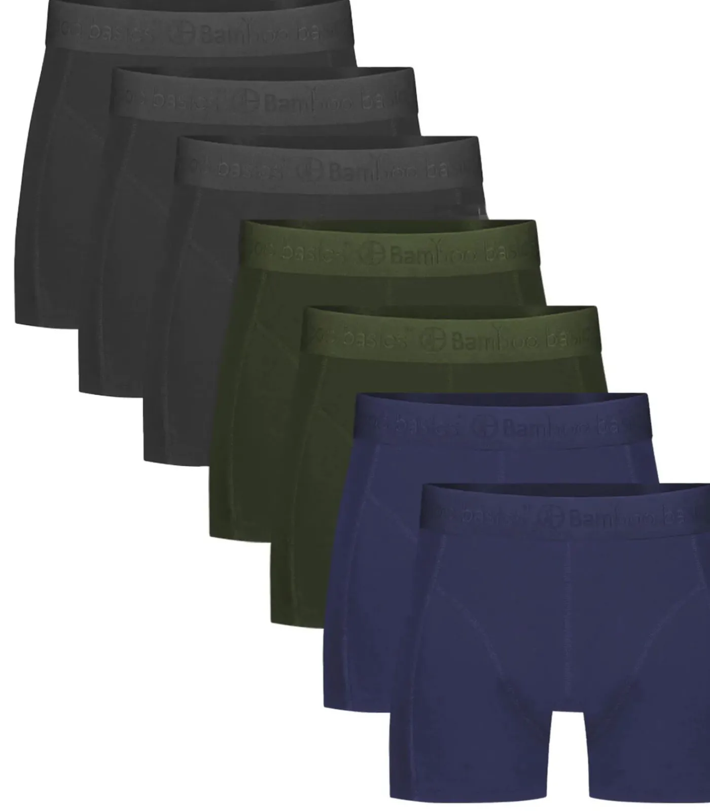 Heren Bamboo basics 7-pak heren boxers - Rico - Zwart/Blauw/Groen - Multipack bamboe heren onderbroeken
