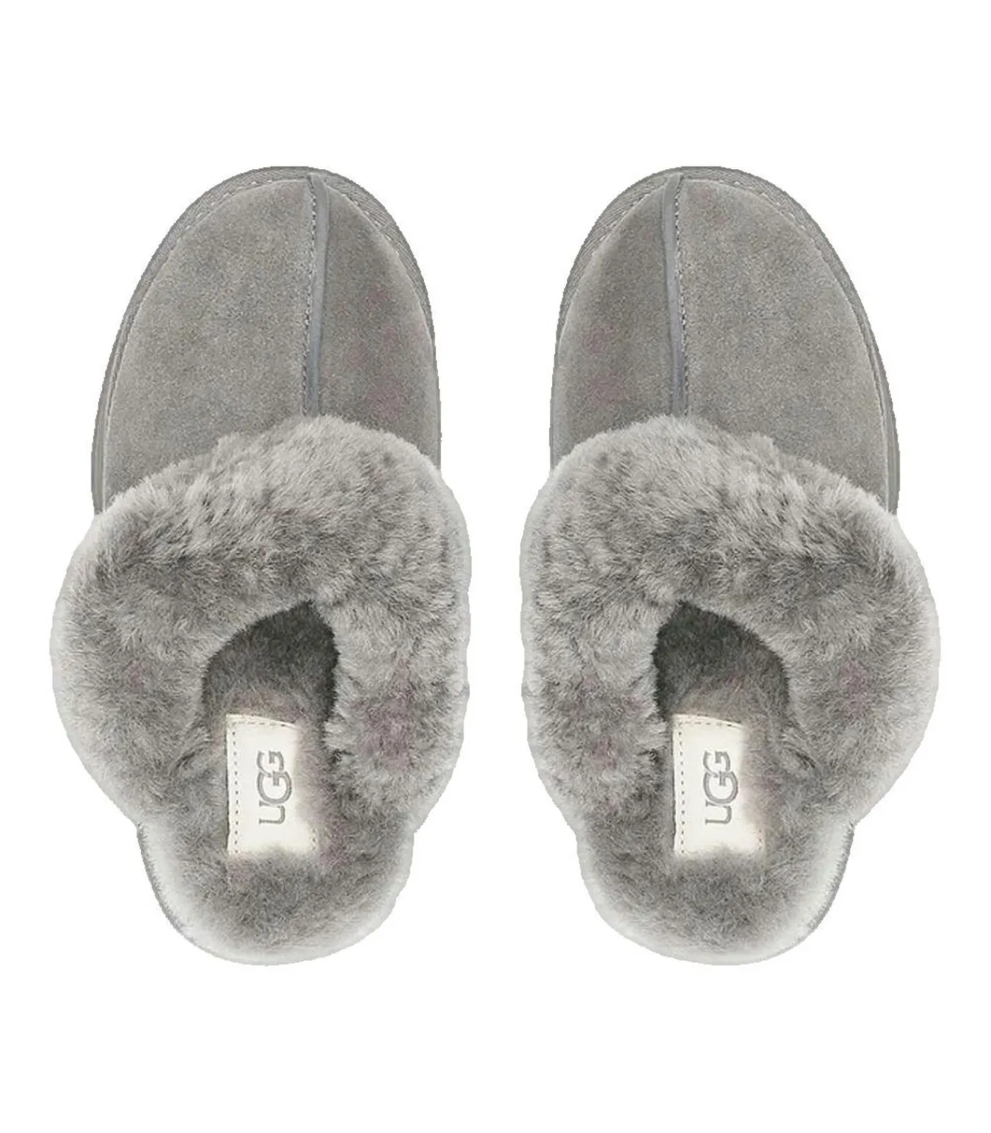 Heren UGG Pantoffels Disquette van grijs leer met wollen voering