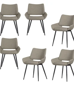 Online Parade Eetkamerstoelen - Melange Stof - Zand - Set van 6 Stoelen