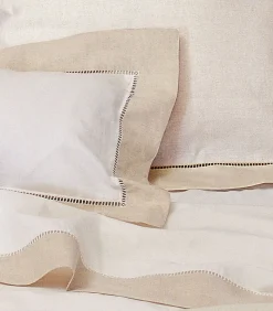 Alexandre Turpault Paris - Tweekleurig laken in halflinnen Made in France