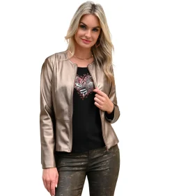 Clearance PARKS Kunstleren jas in brons met ritssluiting DAMES Jassen