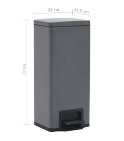 Pedaalemmer met anti-vingerafdruk 30 L RVS grijs Manden En Bakken