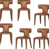 Sale Permit Eetkamerstoelen - Leerlook - Cognac - Set van 6 Stoelen