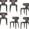 New Permit Eetkamerstoelen - Leerlook - Zwart/Grijs - Set van 6 Stoelen