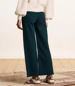 DAMES La Fée Maraboutée petrolblauwe flare jeans met hoge taille van organisch katoen
