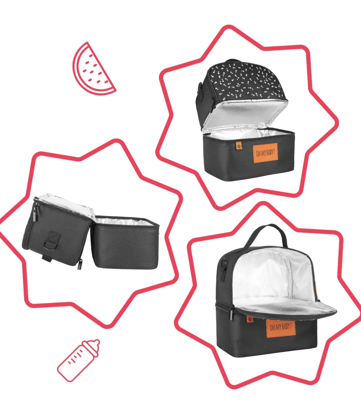 Hot Pick & Go geïsoleerde lunchtas met meerdere vakken Kinderen Babyuitzet