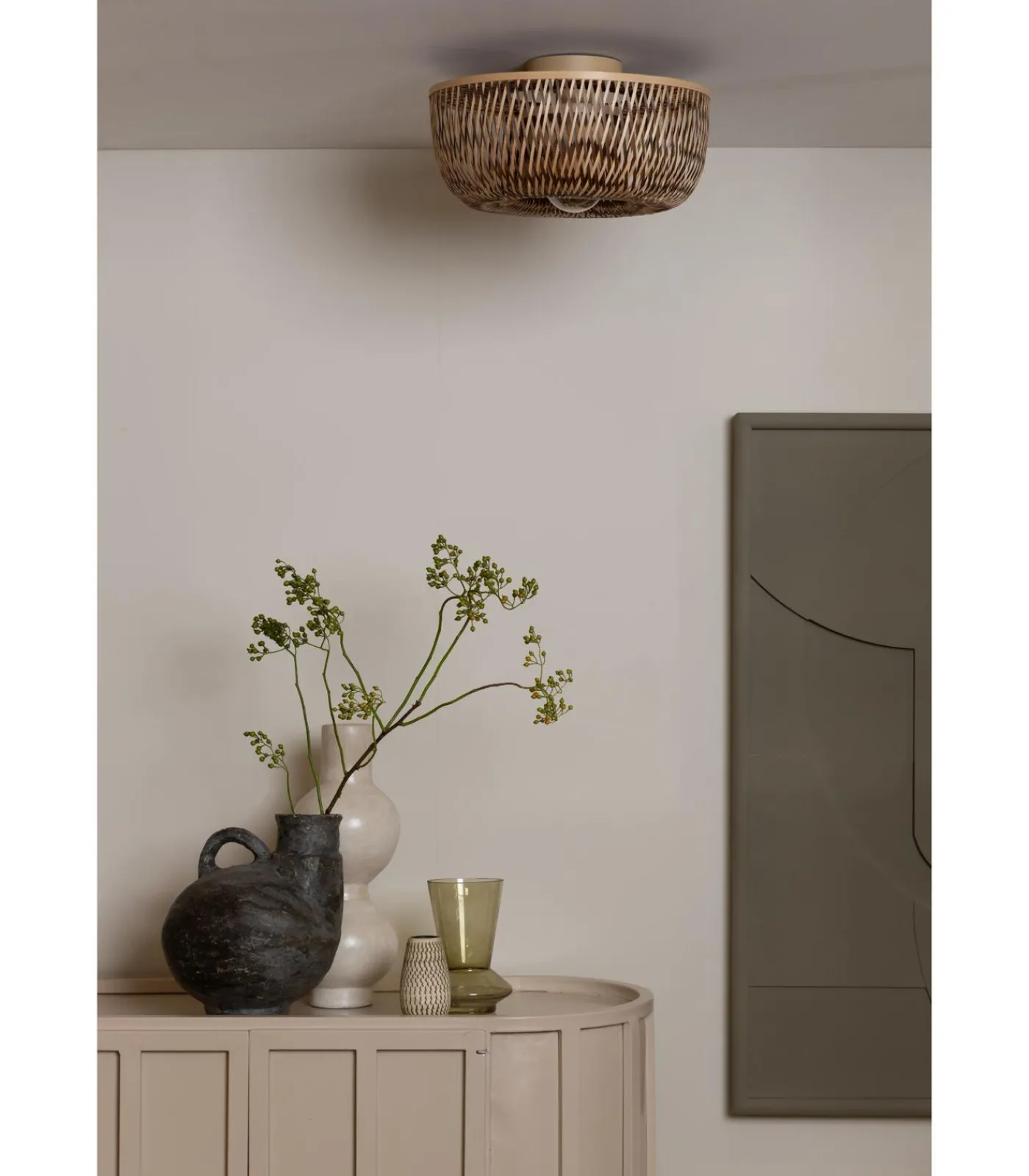 Best Plafonniere Barbados - Naturel - Ø35cm Hanglampen