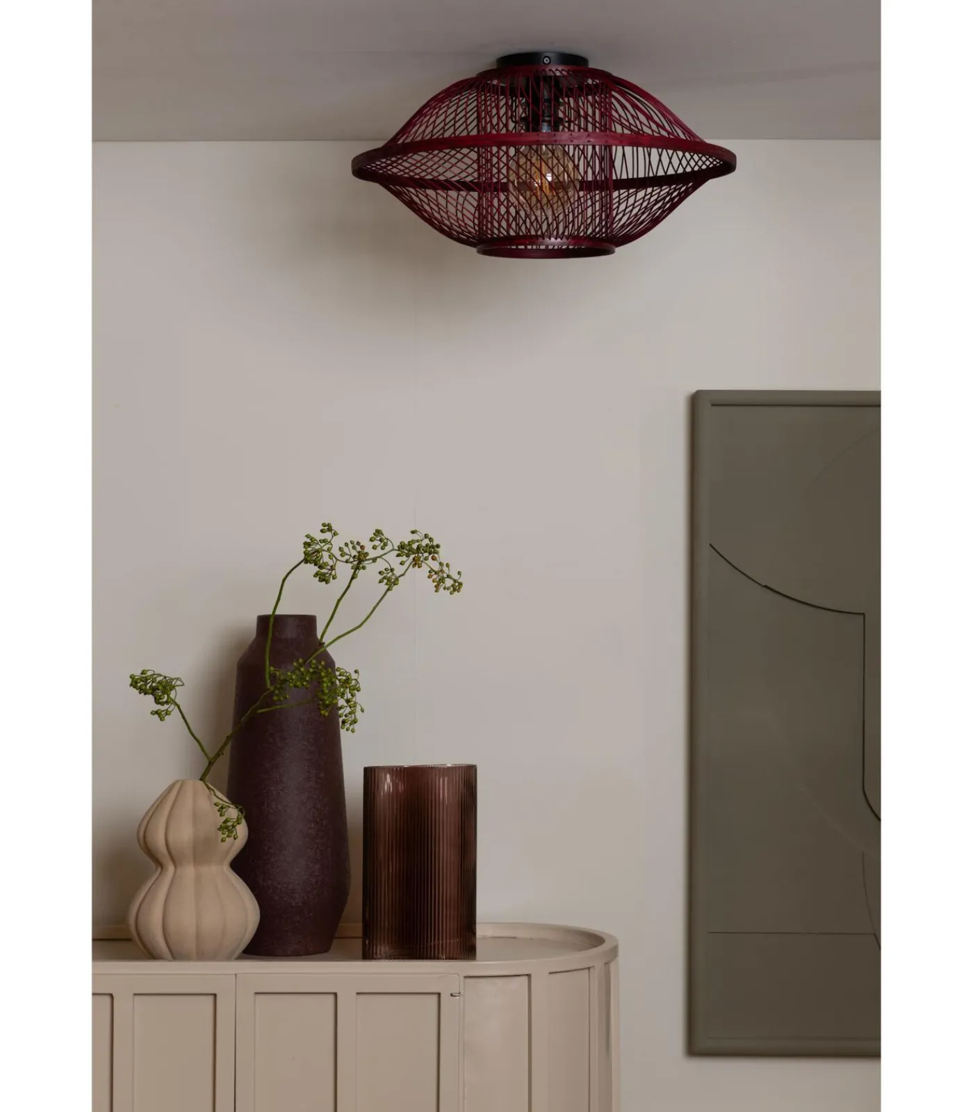 GOOD &MOJO Plafonniere Maui - Bordeaux - Ø50cm