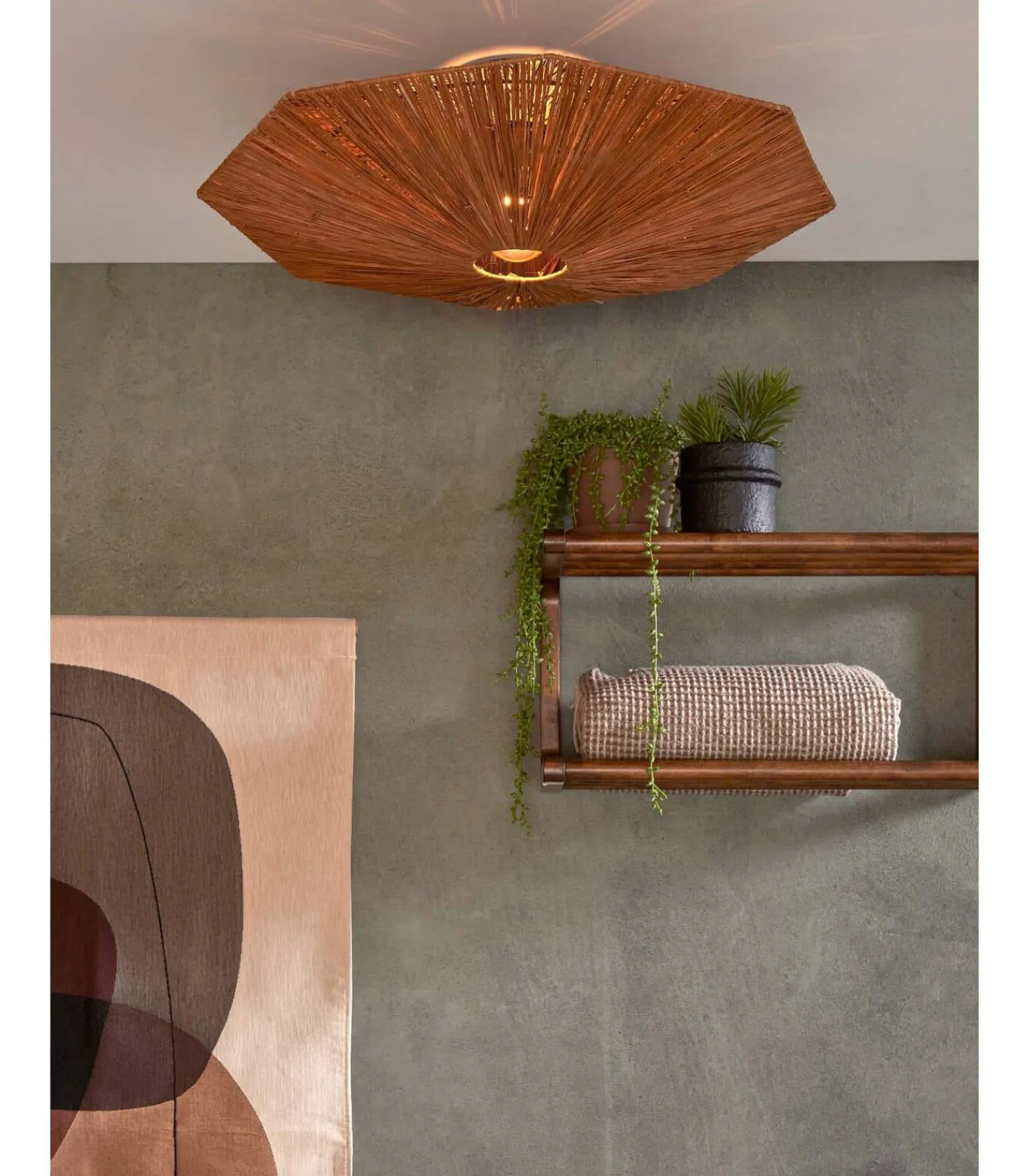 New Plafonniere Panama - Bruin - 65x65x7cm Hanglampen