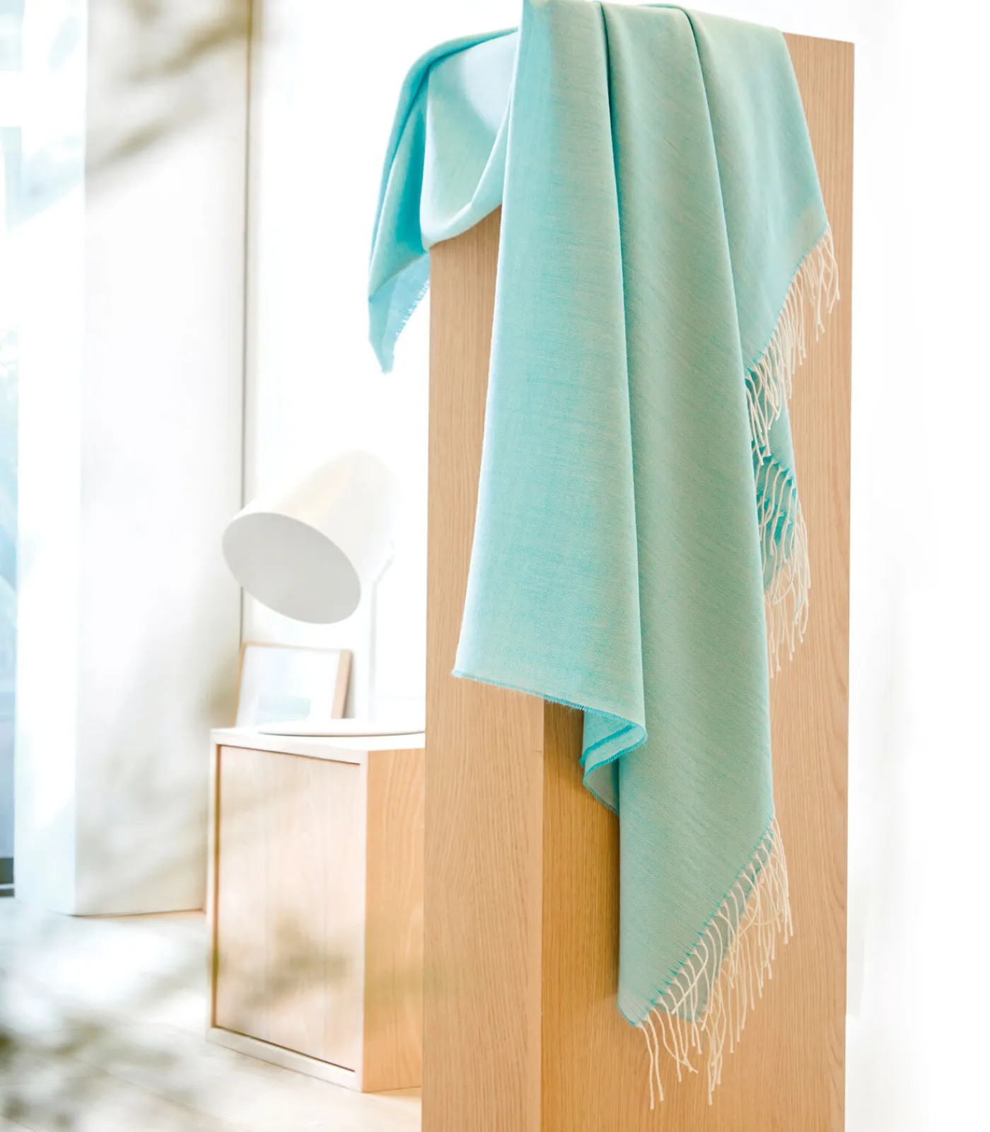 Sale PLUME celadon - Plaid Wol en acryl Bedspreien