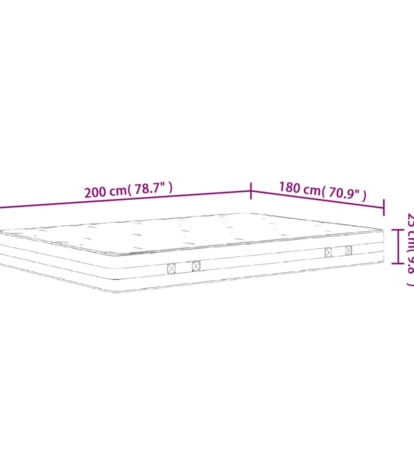 vidaXL Pocketveringmatras middelhard-hard 180x200 cm