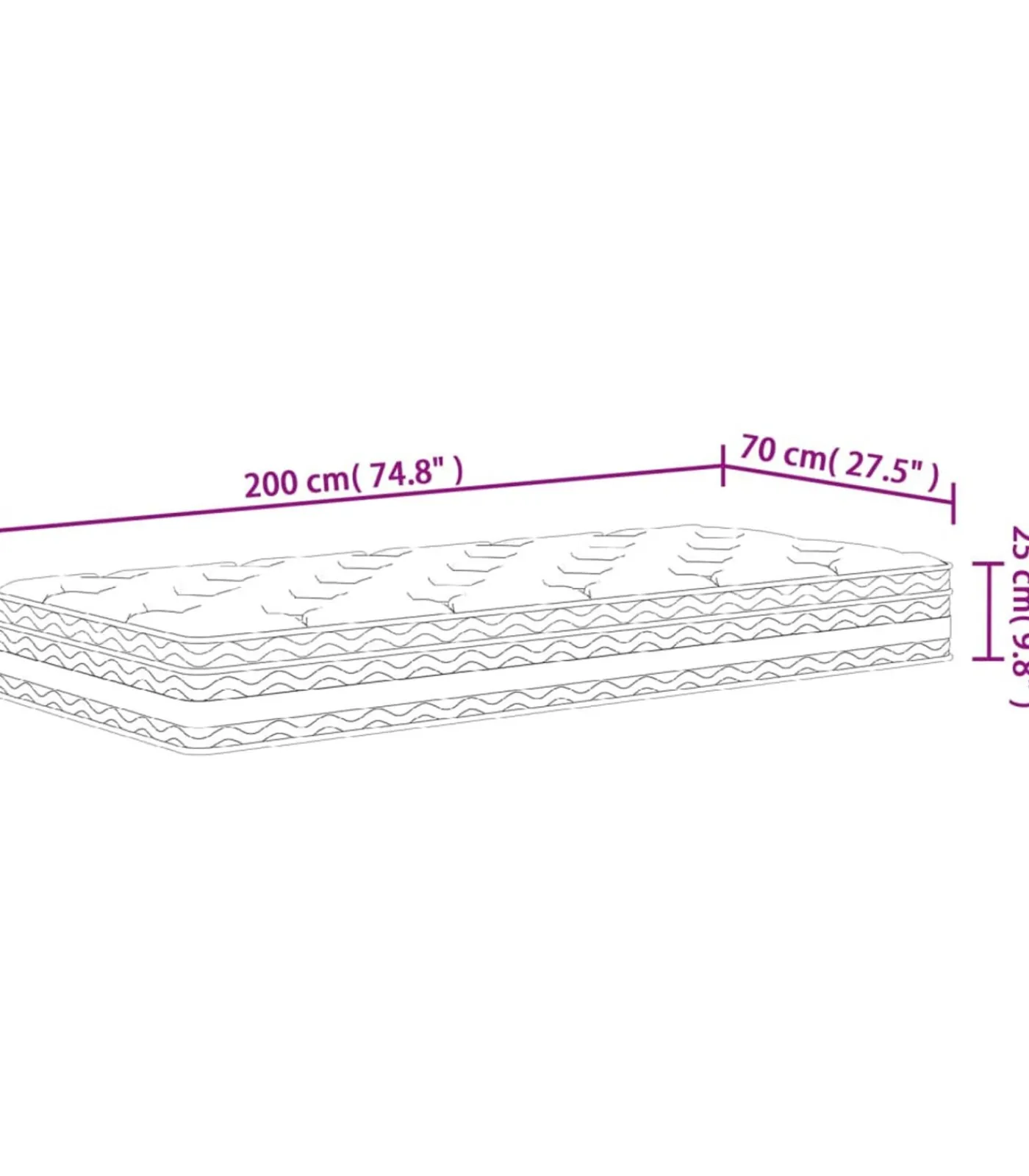 Pocketveringmatras middelhard 70x200 cm Matrasbeschermer