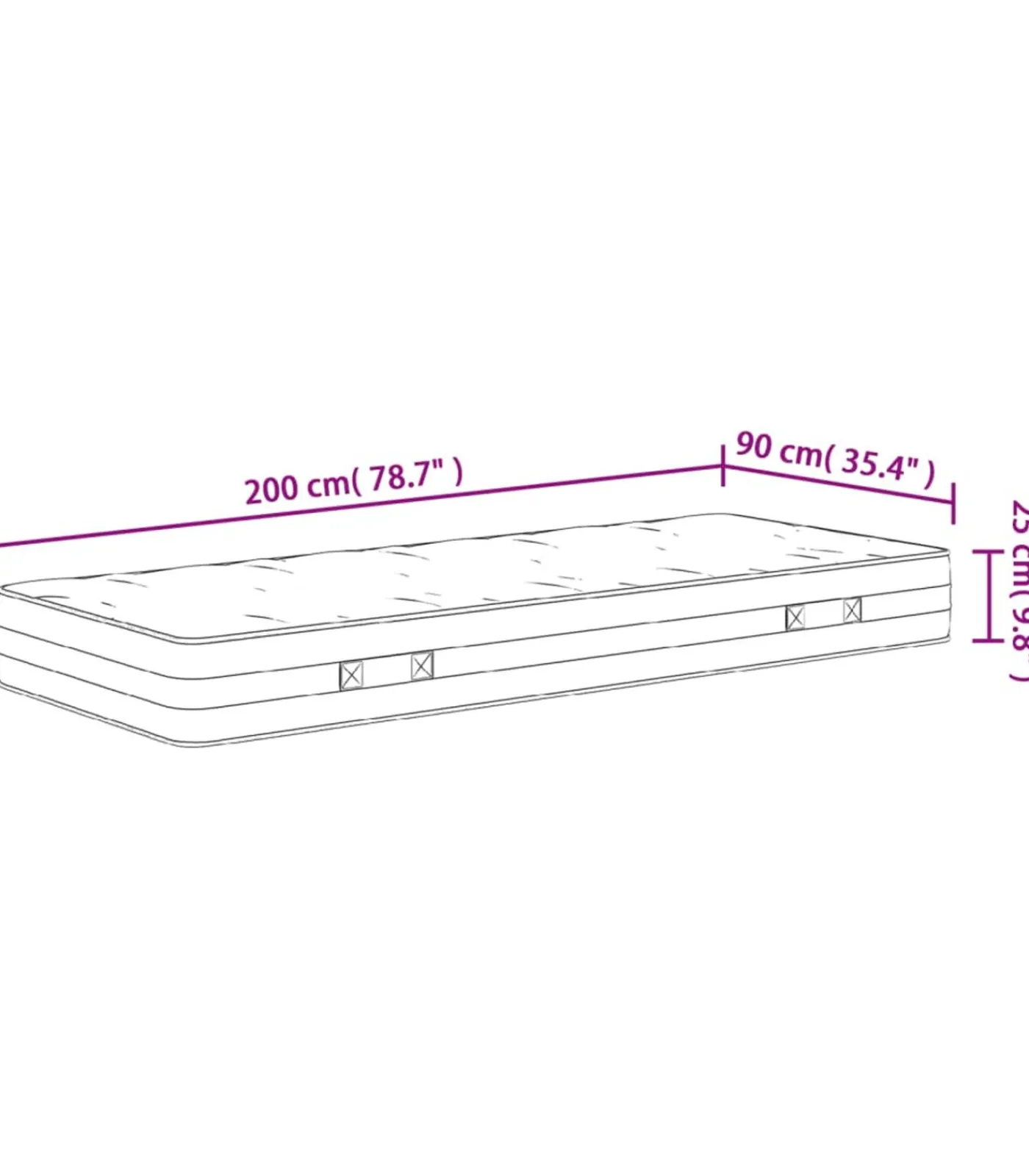 vidaXL Pocketveringmatras middelhard-hard 90x200 cm