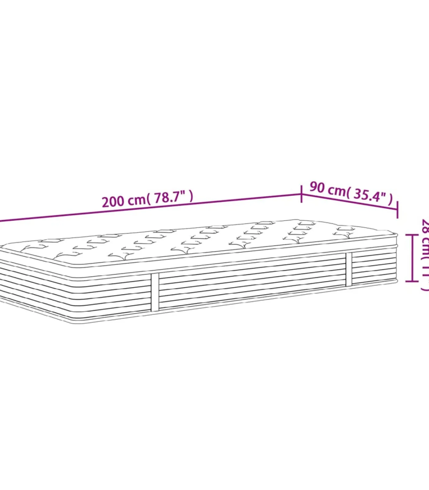 vidaXL Pocketveringmatras middelhard 90x200 cm