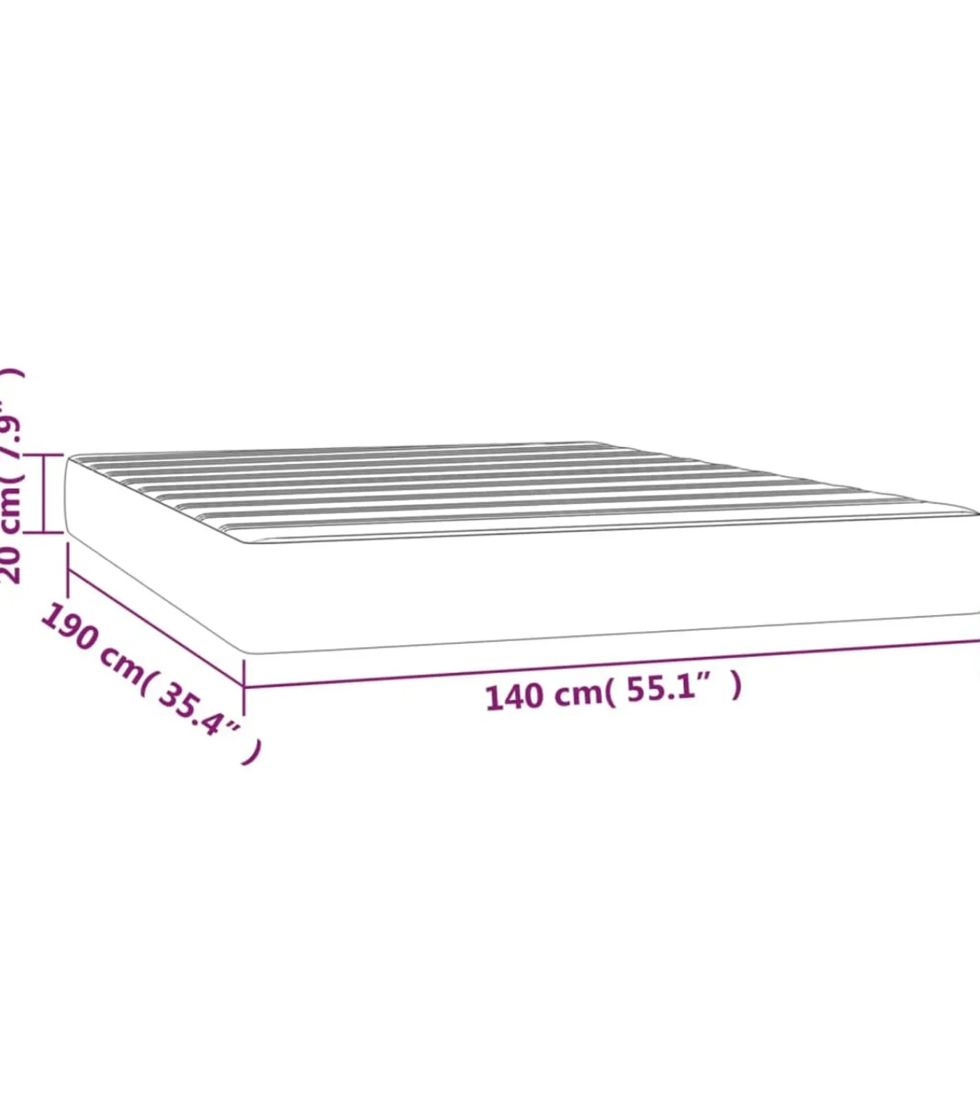 vidaXL Pocketveringmatras 140x190x20 cm stof lichtgrijs