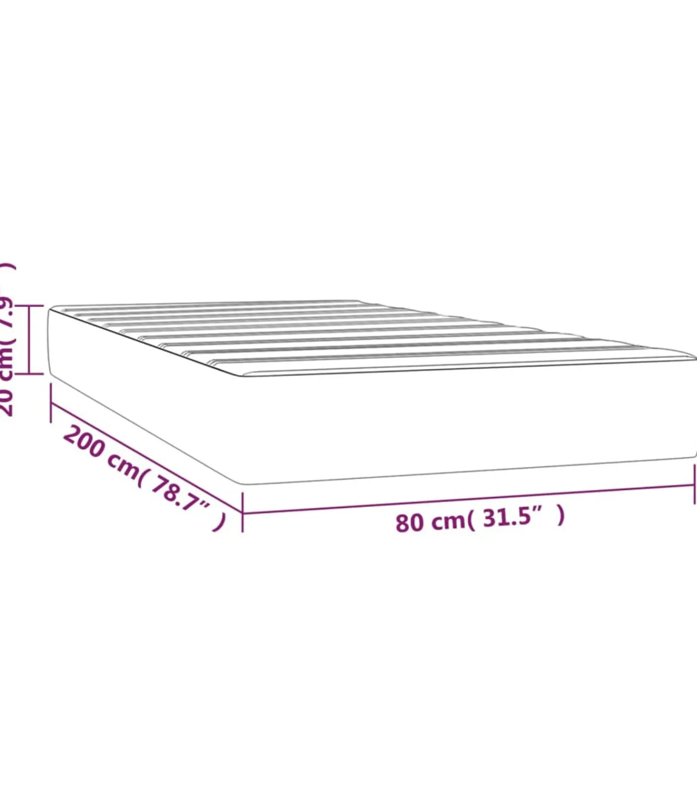 Clearance Pocketveringmatras 80x200x20 cm fluweel zwart Matrasbeschermer