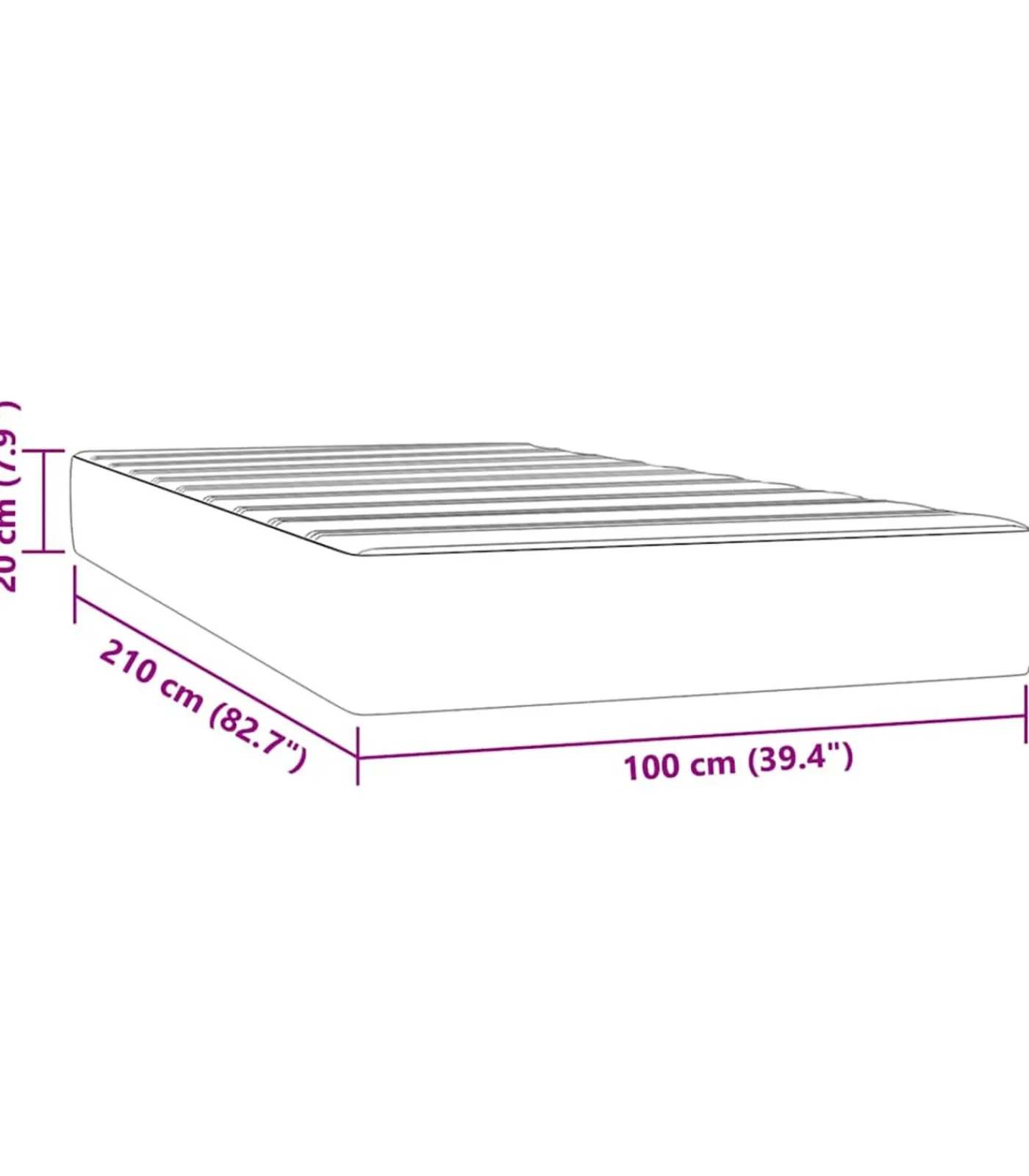 vidaXL Pocketveringmatras 100x210x20 cm fluweel roze