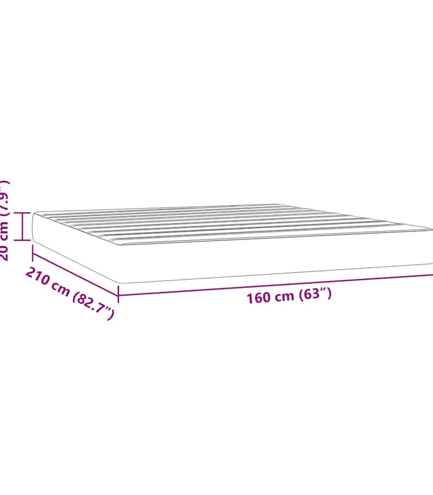 Clearance Pocketveringmatras 160x210x20 cm fluweel zwart Matrasbeschermer