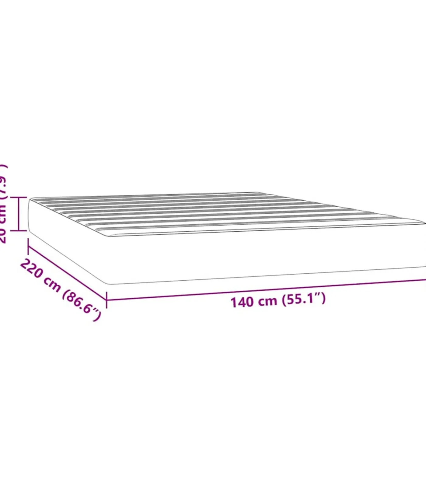 vidaXL Pocketveringmatras 140x220x20 cm fluweel zwart