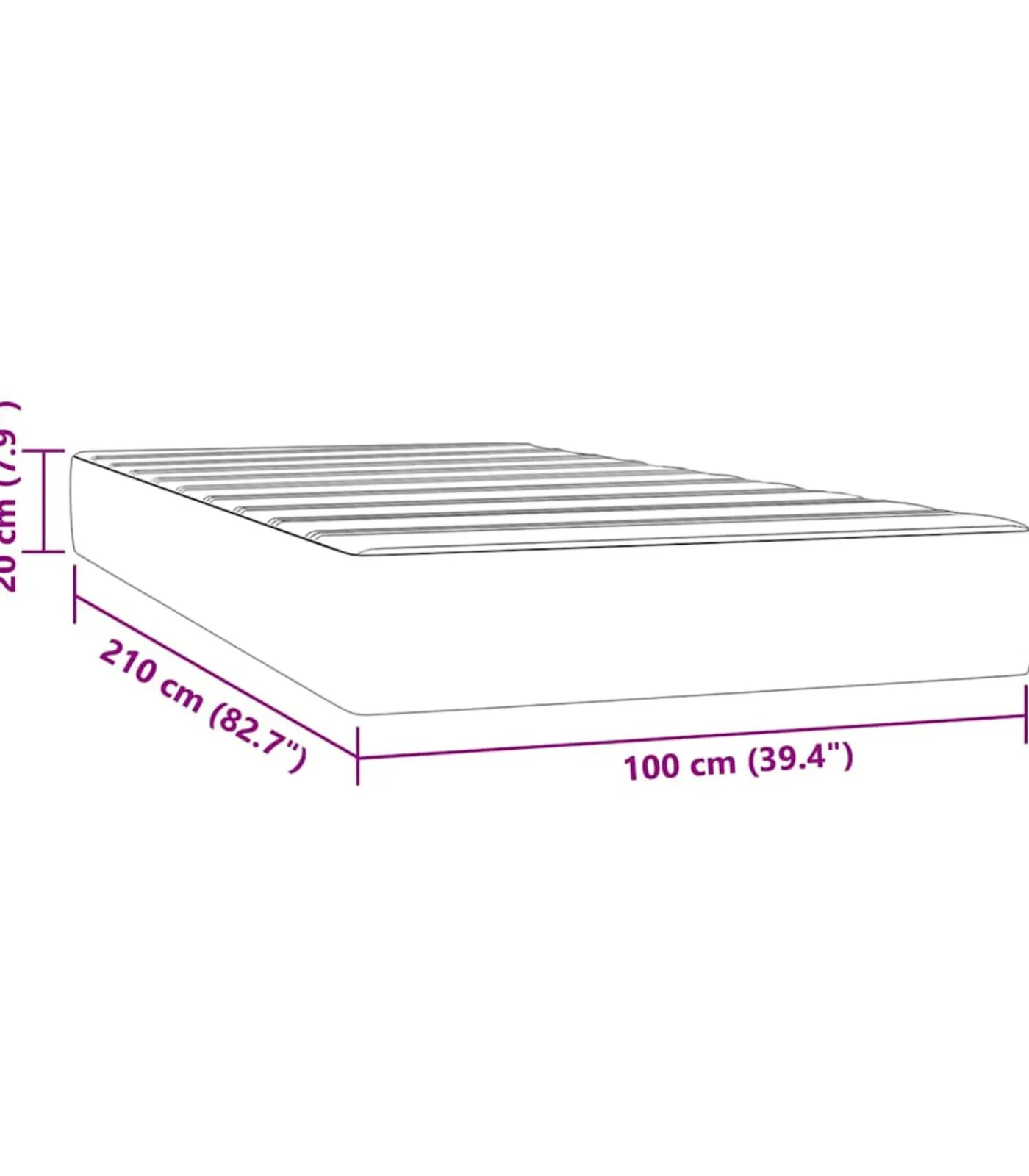 vidaXL Pocketveringmatras 100x210x20 cm fluweel zwart