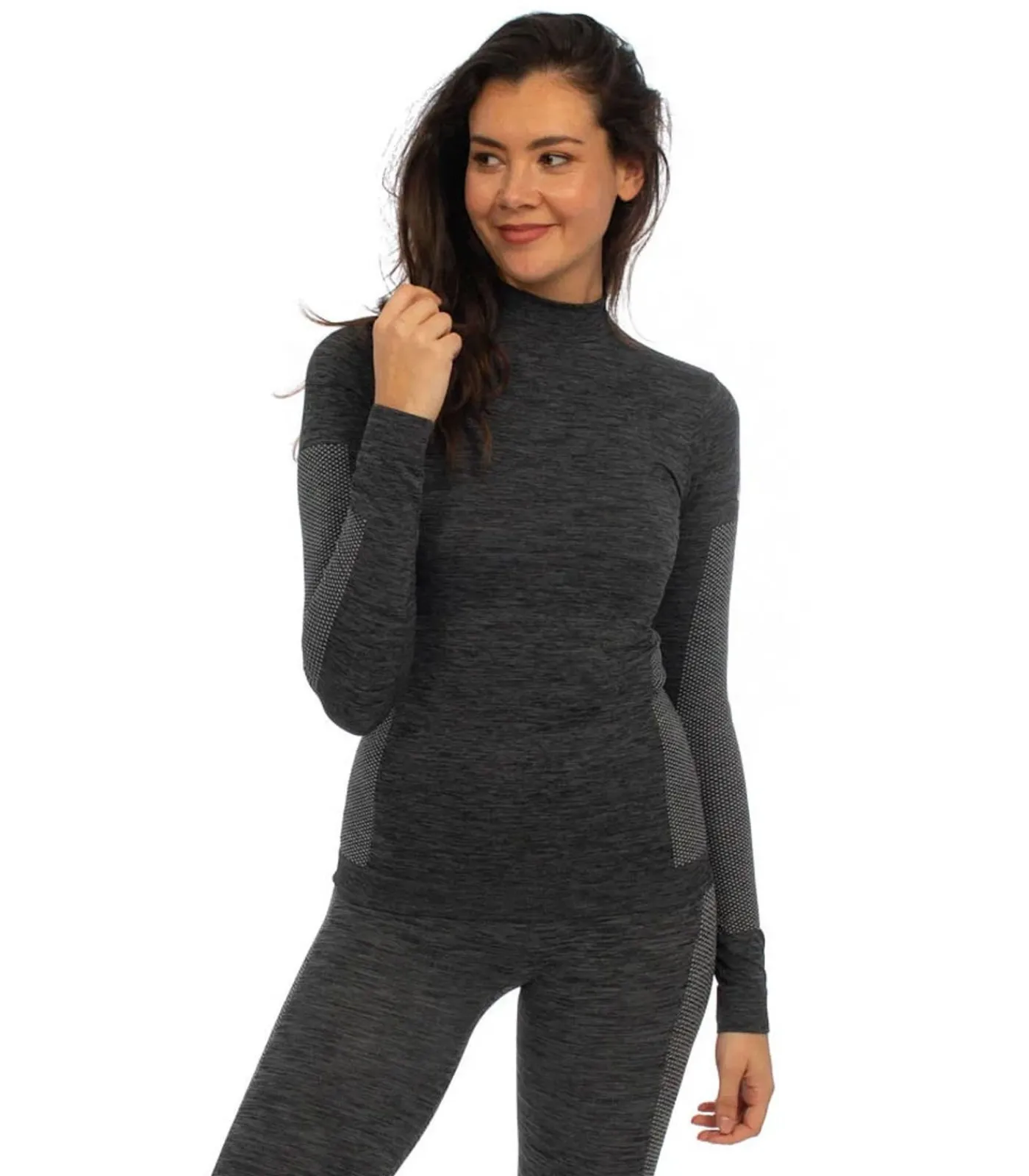 DAMES Heatkeeper Premium Thermoshirt Dames 4-pack Zwart Melange